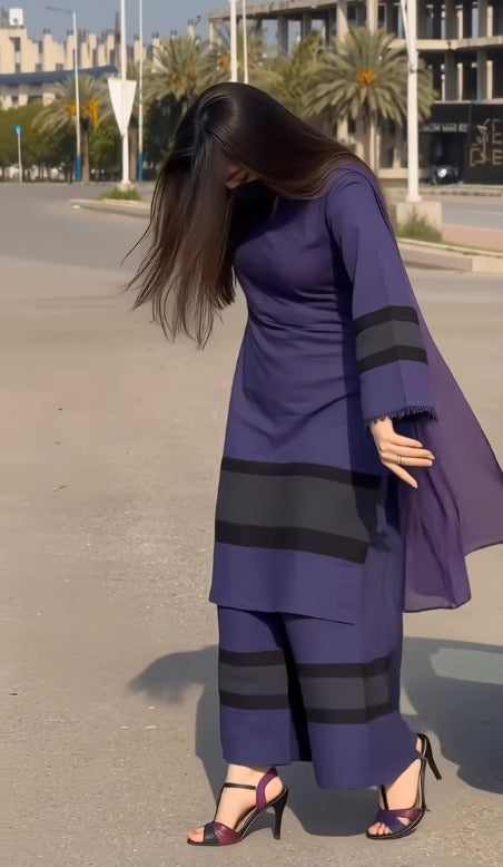 Zunaira Noir Premium Navy Blue Farshi Suit Set