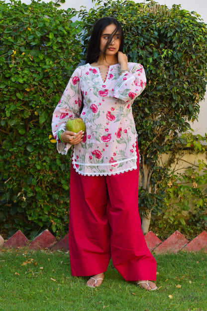 Phool Handblock Cotton Farshi Set