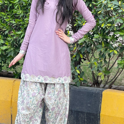 Anaya Lavender Bloom  Floral Palazzo Set