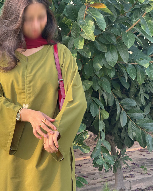 Meher Olive Elegant 3 Piece Suit Set