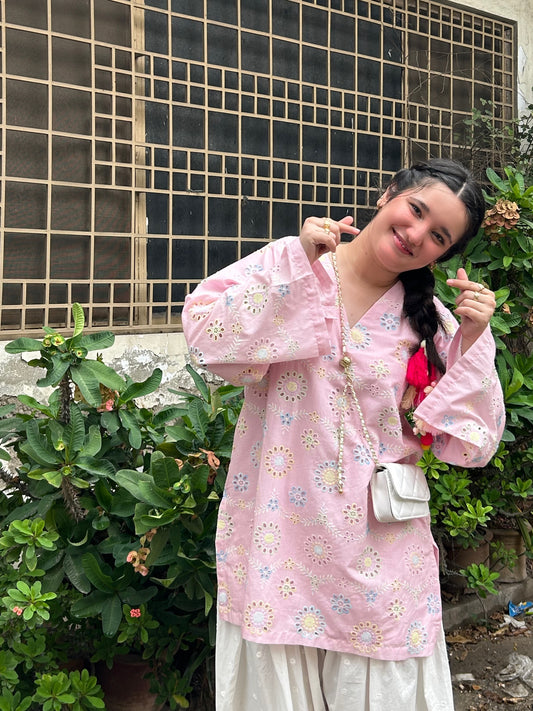 Kiara Pink Floral Cotton Palazzo Set