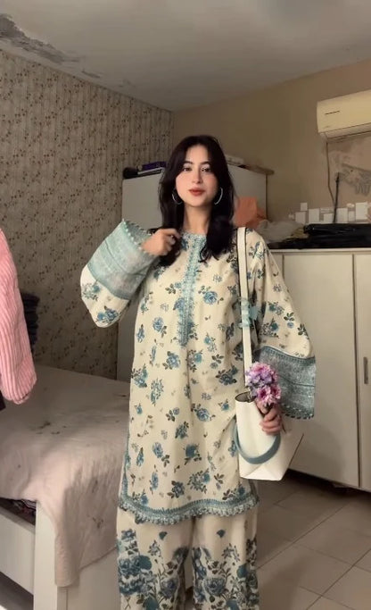 Gulbahar Blue Floral Farshi Set