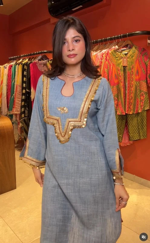 Sana Embroidered Straight Kurta Set