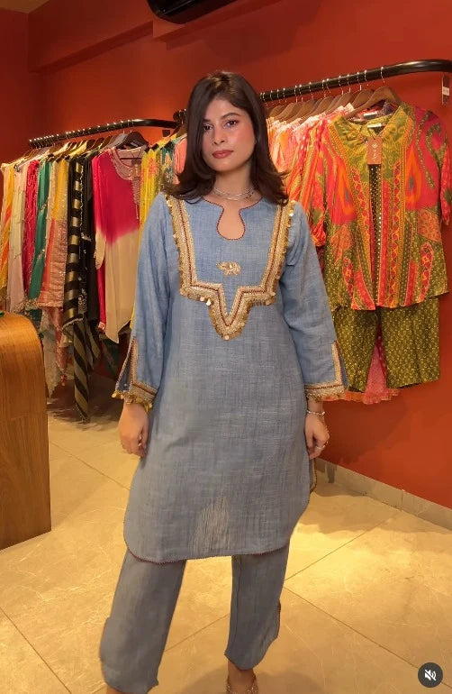 Sana Embroidered Straight Kurta Set