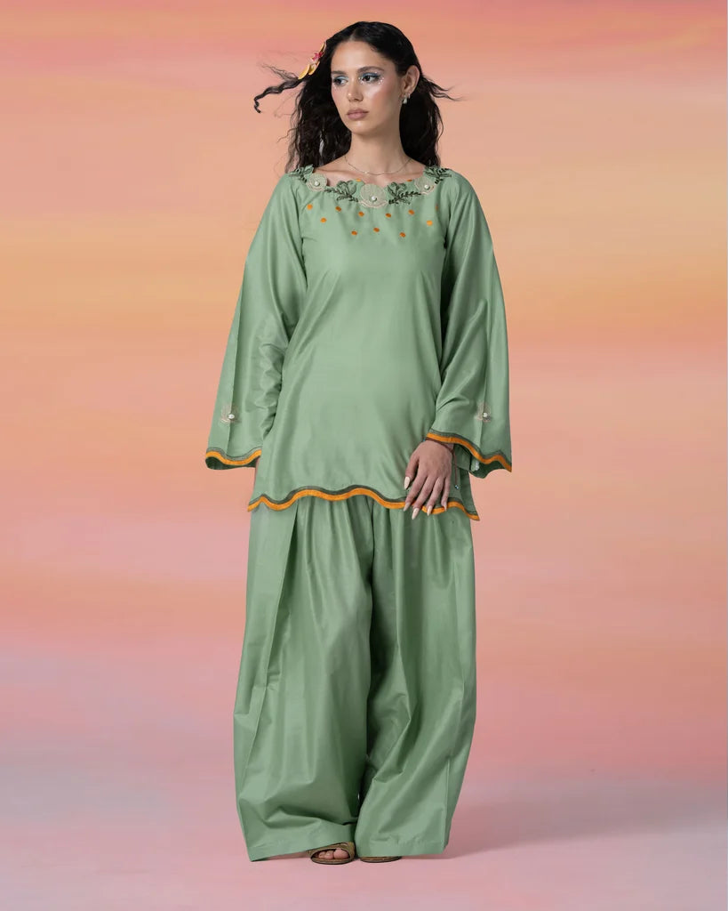 Ocean Embroidered Kurta Set