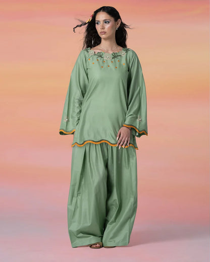 Ocean Embroidered Kurta Set