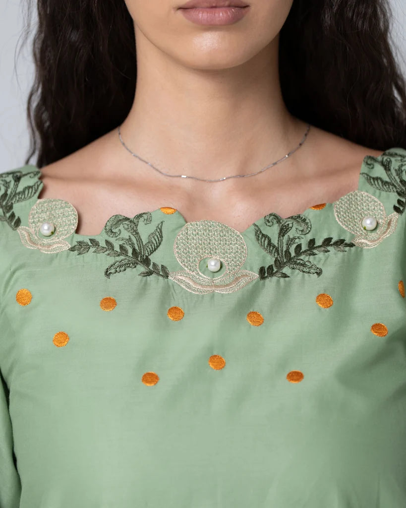 Ocean Embroidered Kurta Set